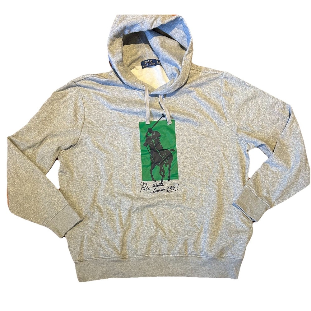Polo Ralph Lauren Big Pony Green Box Fleece Hoodie Mens XL Sweatshirt Pockets